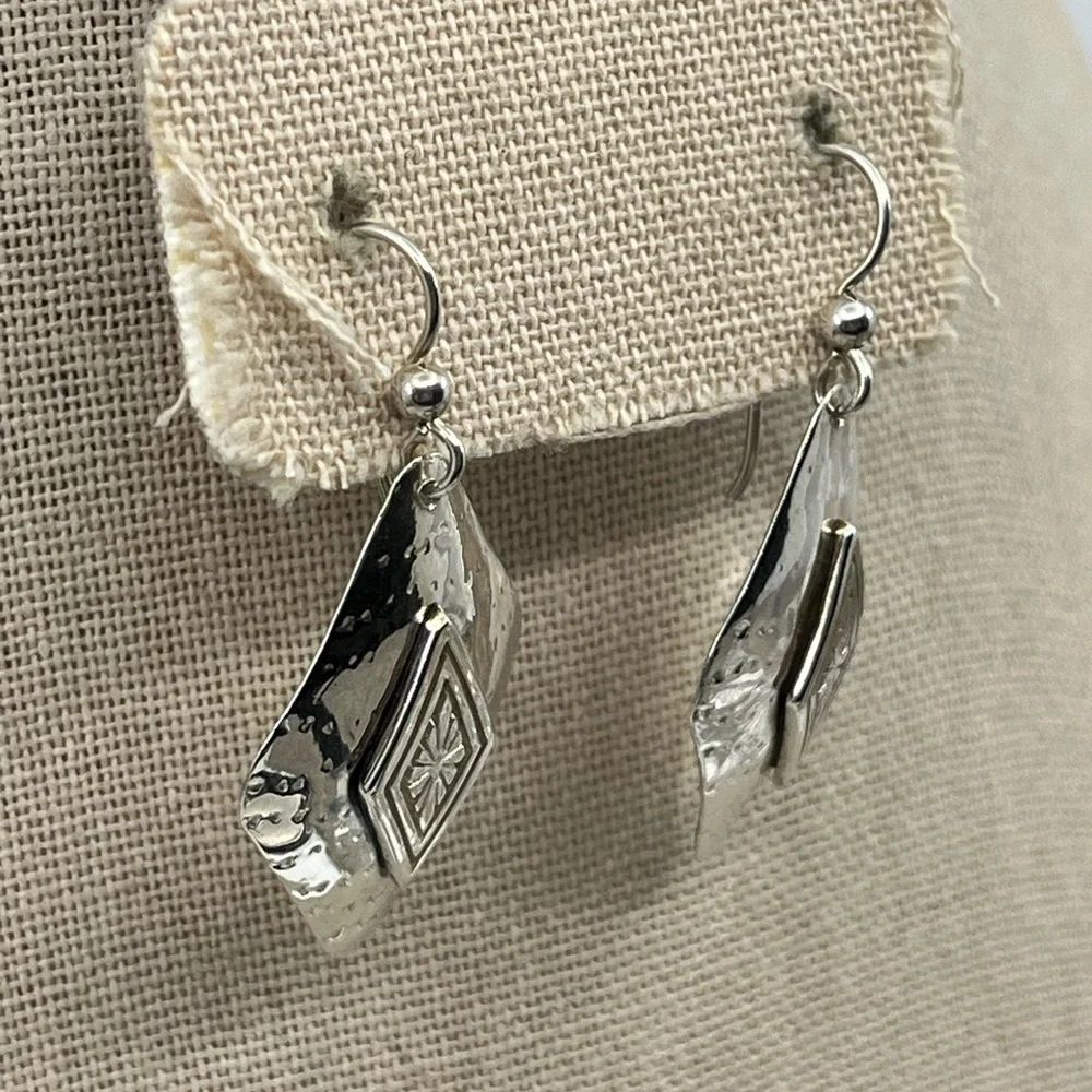 Handmade Vintage Sterling Silver Earrings | 90s Artisan Design - Picture 8 of 16
